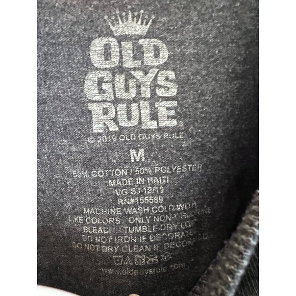 Old Guys Rule Mens Heather Blue Double Graphic Novelty T-Shirt Medium Relaxed - Picture 7 of 7